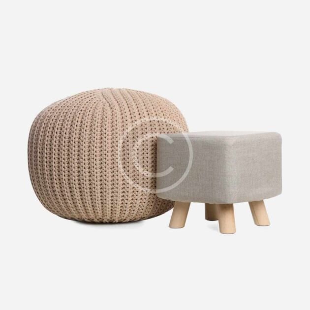 Handmade knitted pouf ottoman