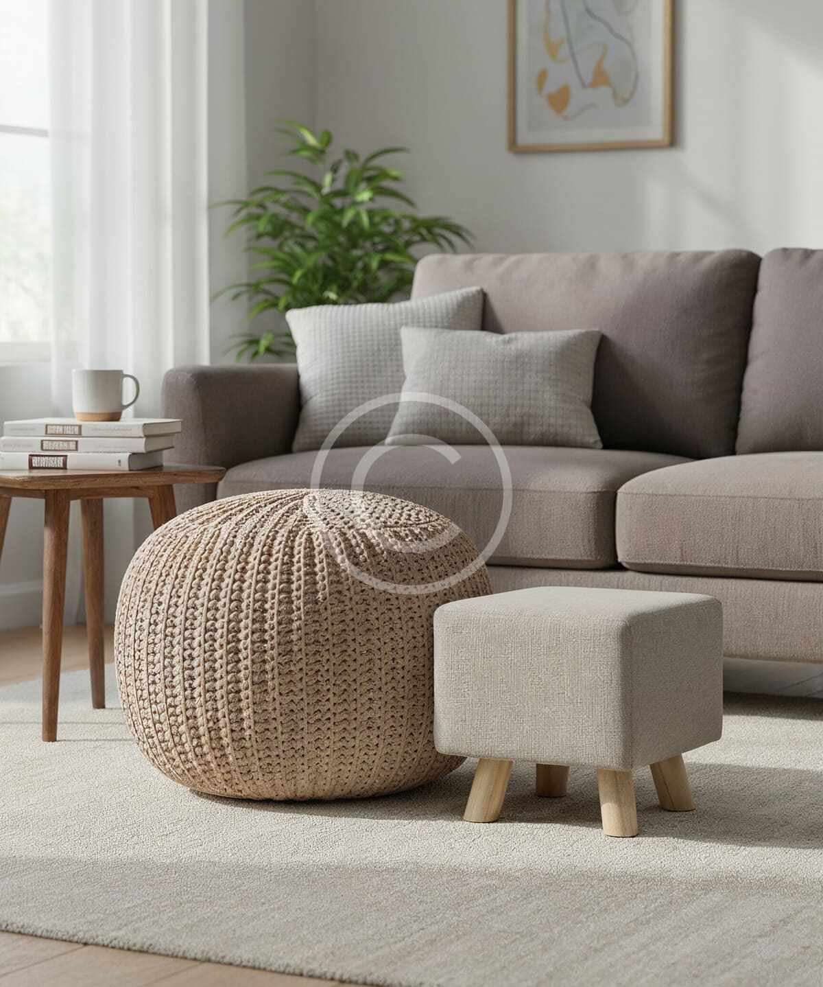 Handmade knitted pouf ottoman - Image 2