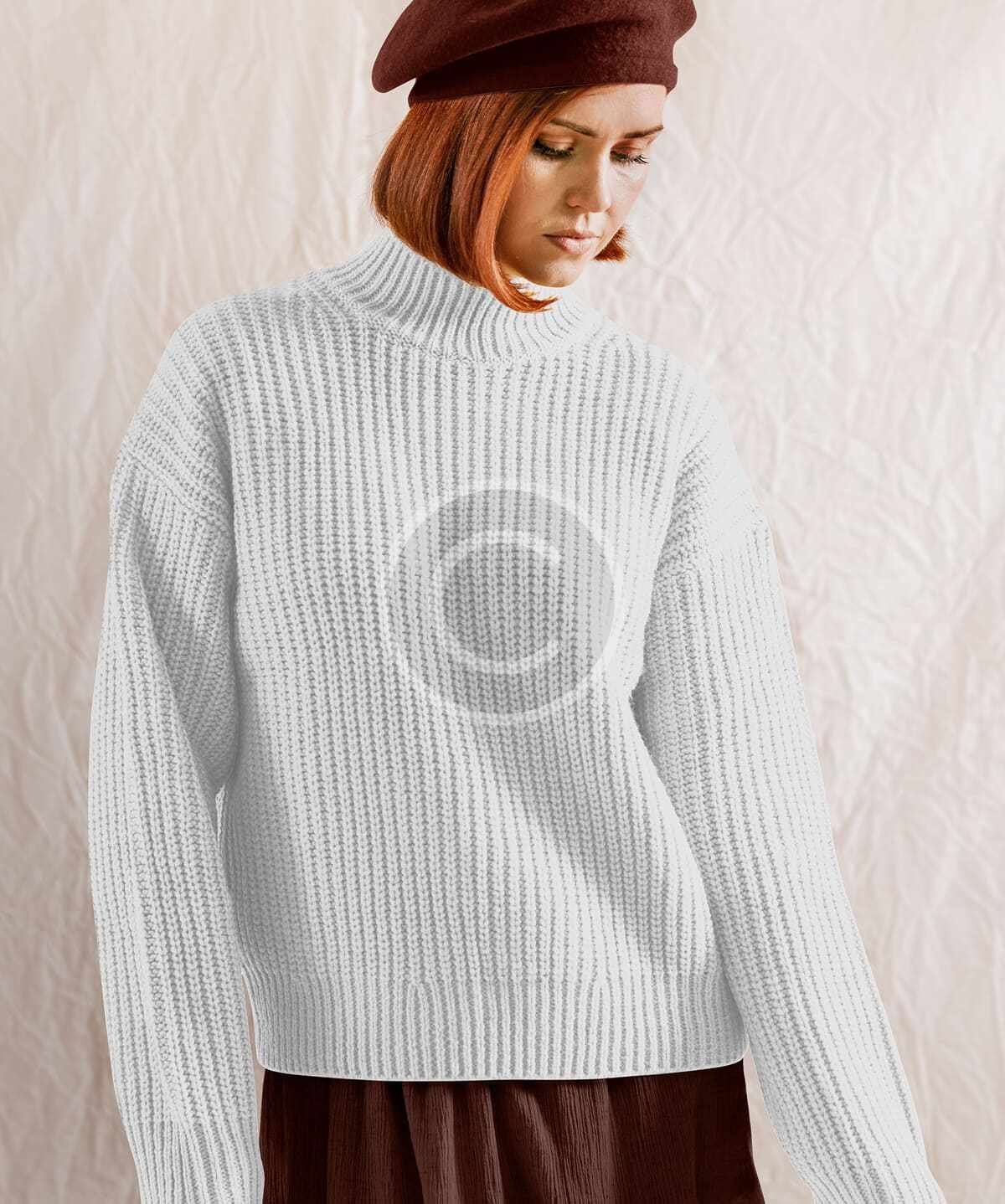 Casual white ribbed sweater
